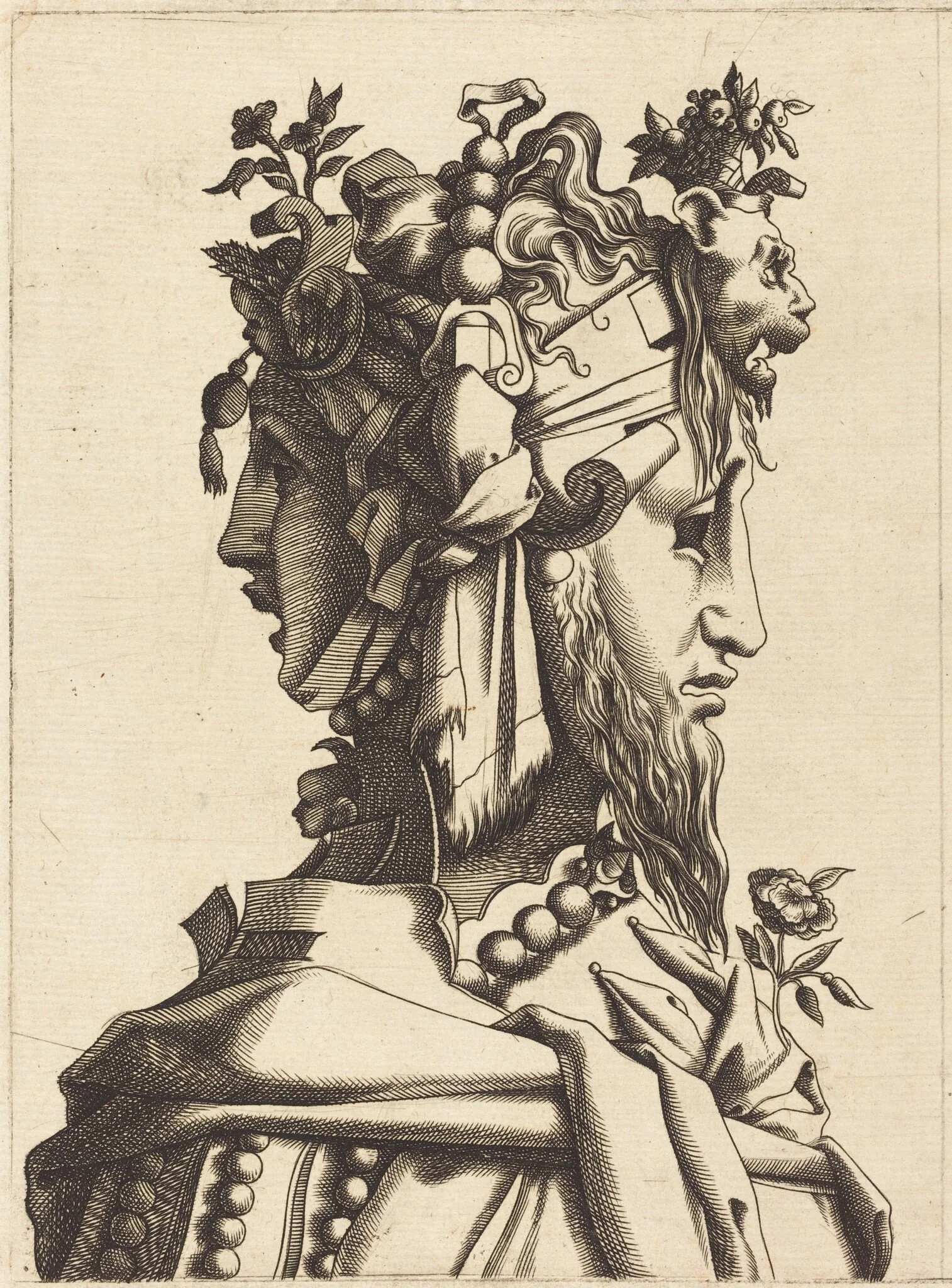 Bust of a Woman in an Extravagant Costume, by French 16th Century, ink, 1560
