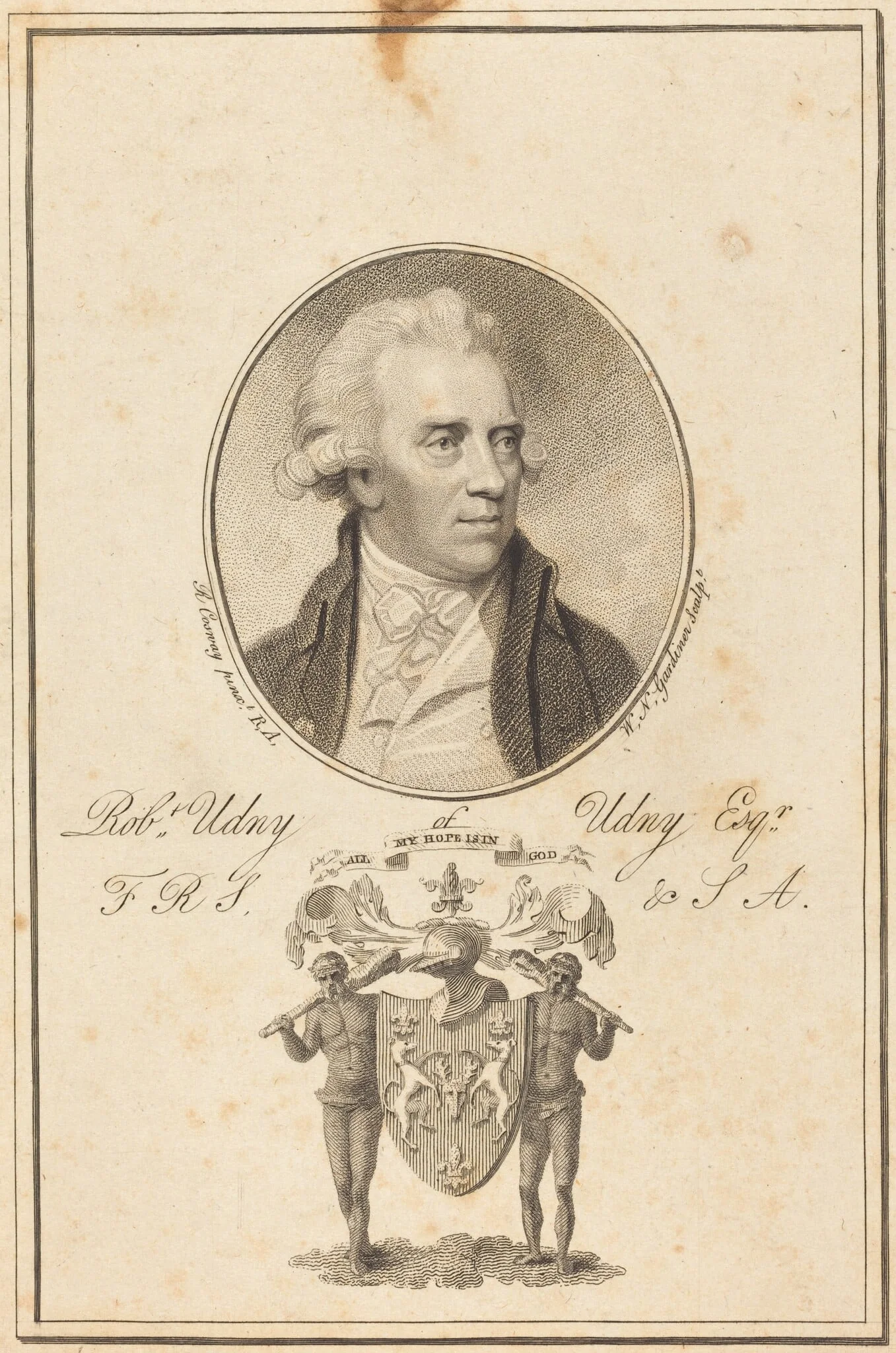 Robert Undy, by William Nelson Gardiner, ink, 1790