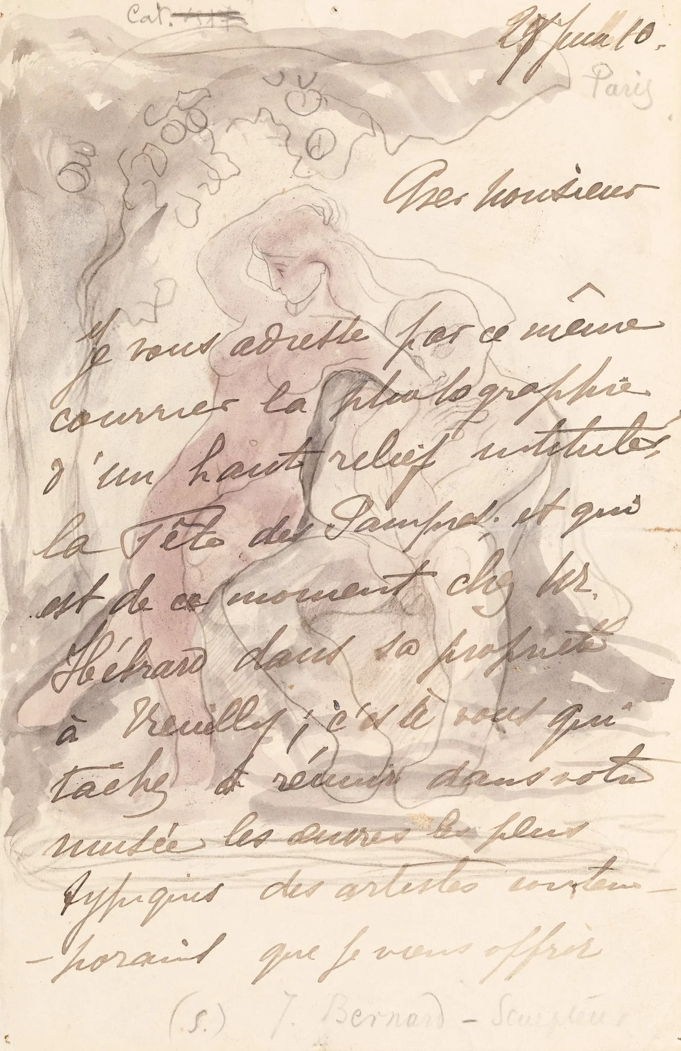 Autograf cu desen, by Joseph Bernard, 1910