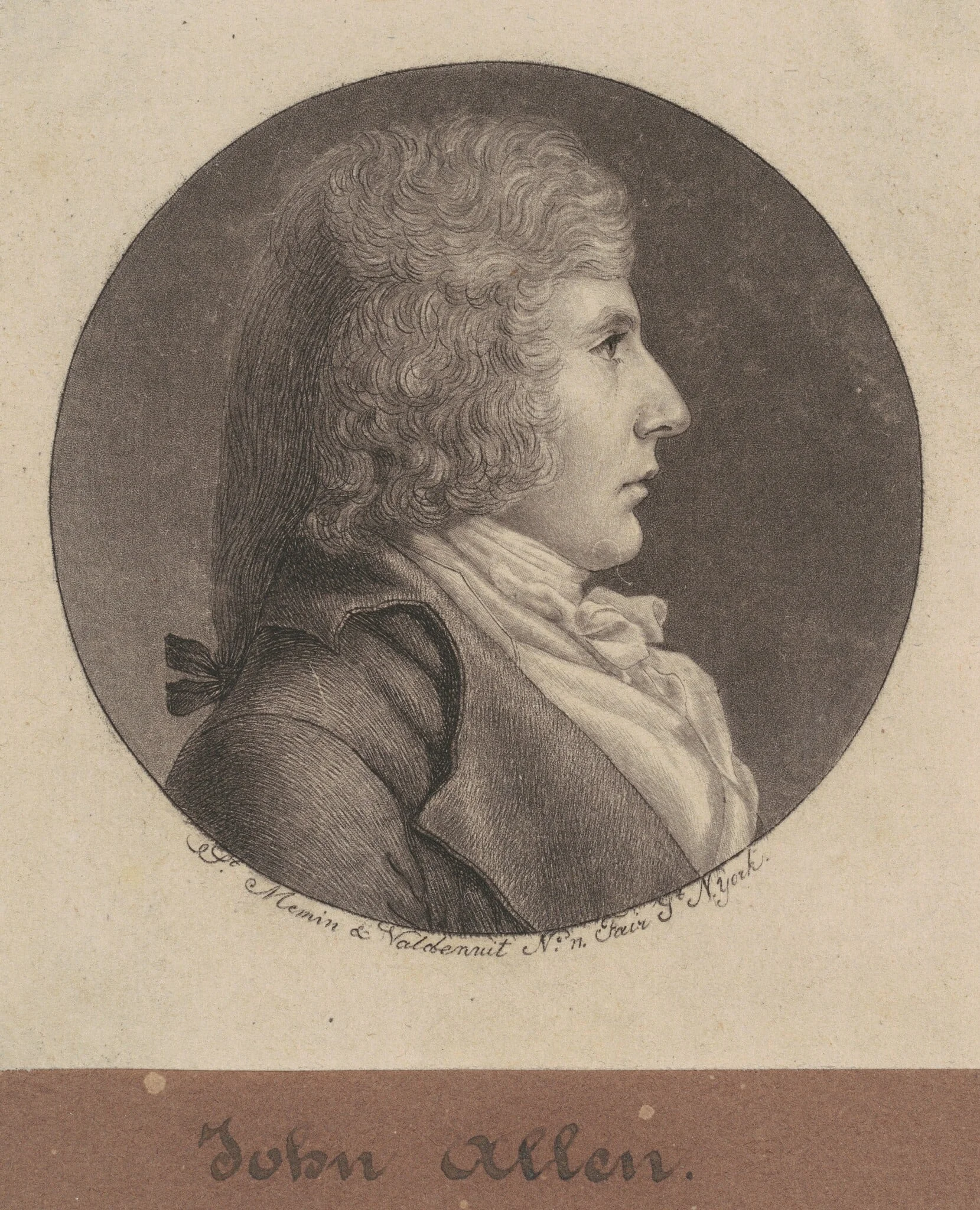 John Allen, by Charles Balthazar Julien Févret de Saint-Mémin, ink, 1796