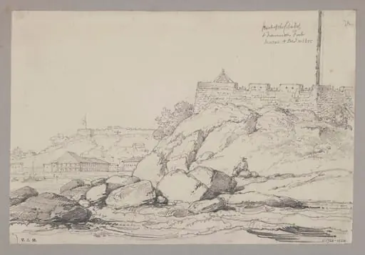 Part of the Citadel and Franciscan Fort, Macao, with part of Mr. Whiteman's house ("the forty-pillared house")