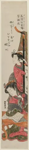 Uncho, the Wife of the Official Mei Ch'ing, Reading at a Table