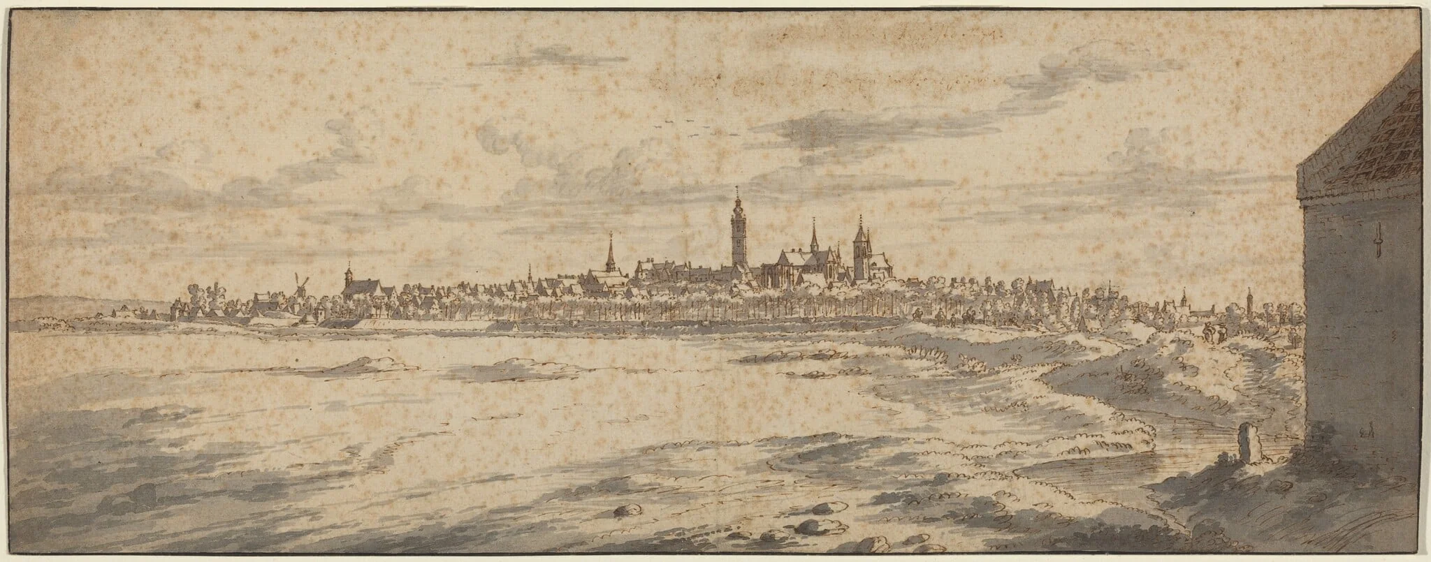 View of Mons, Belgium, by Josua de Grave, ink, 1682
