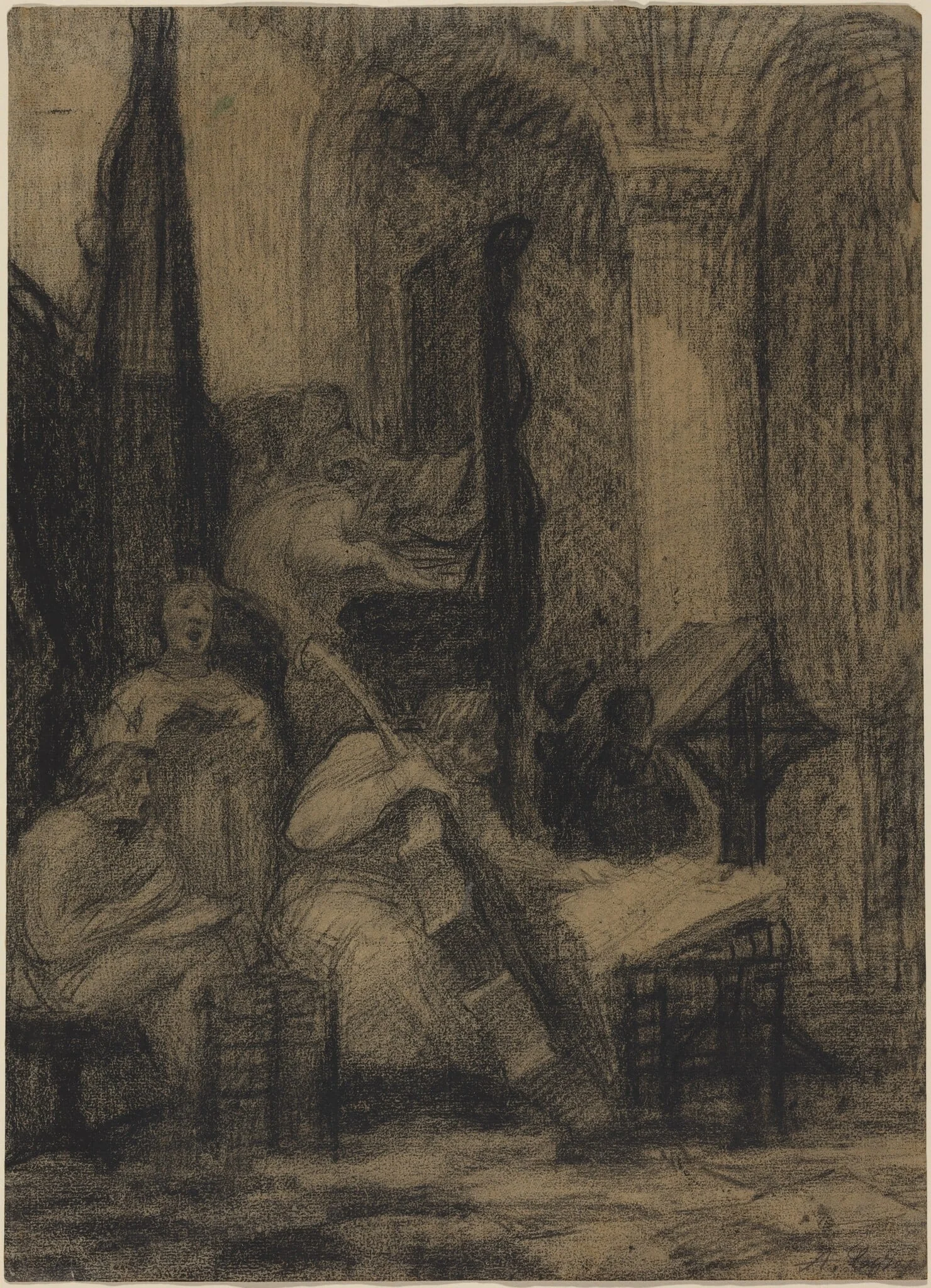 Choir of a Spanish Church, by Alphonse Legros, charcoal, 1874