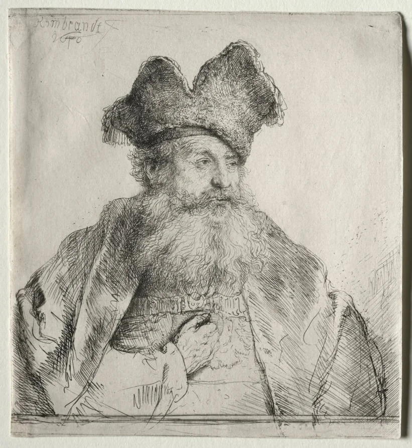 Old Man with a Divided Fur Cap, by Rembrandt, 1640