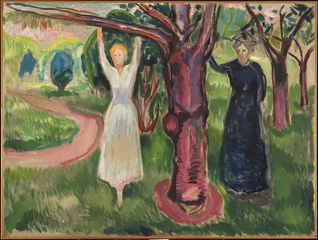 Two Women under the Tree in the Garden