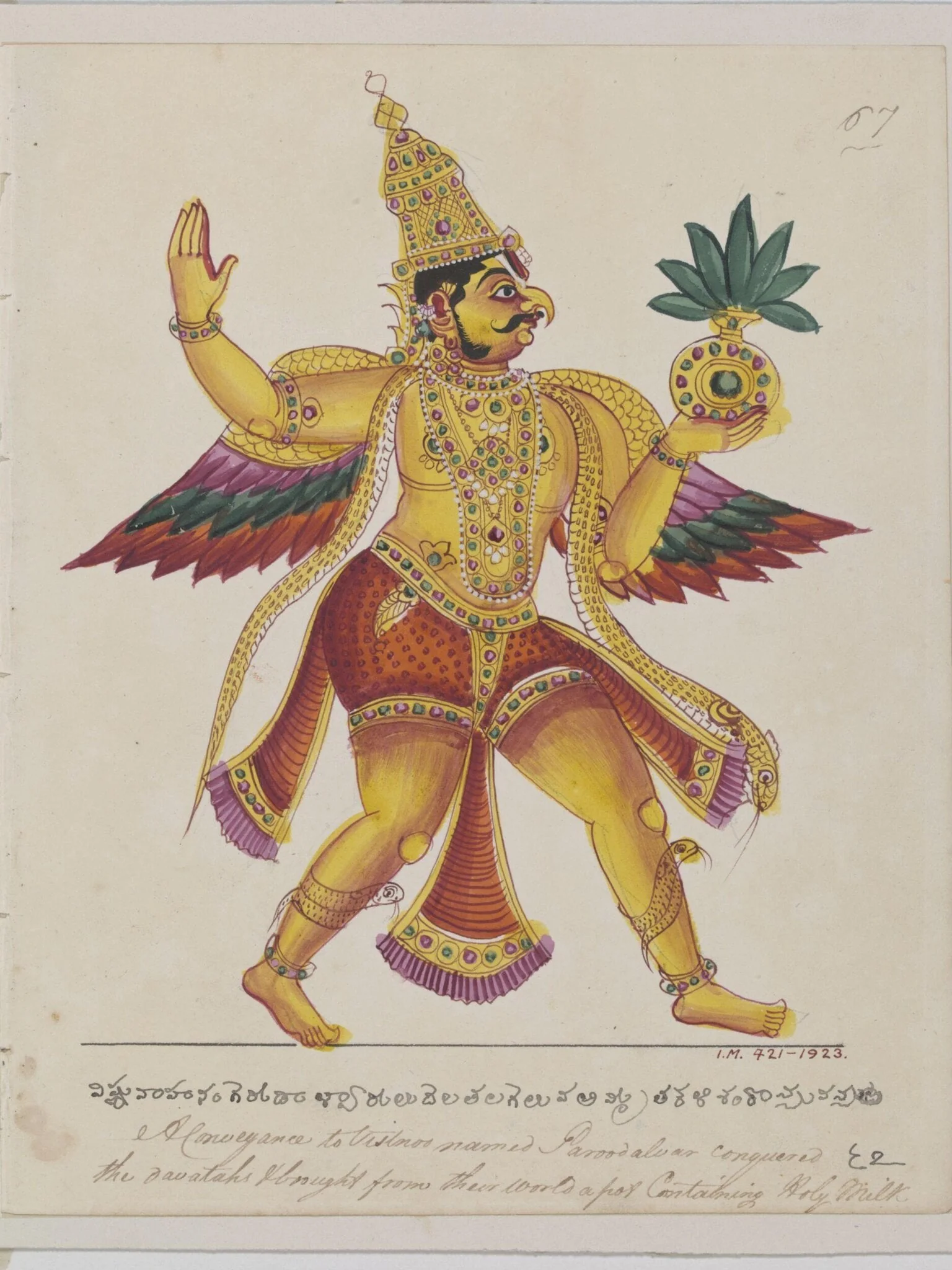 Garuda returning with the vase of Amrita, by Unknown, paint, 1825