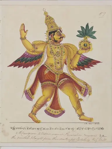 Garuda returning with the vase of Amrita