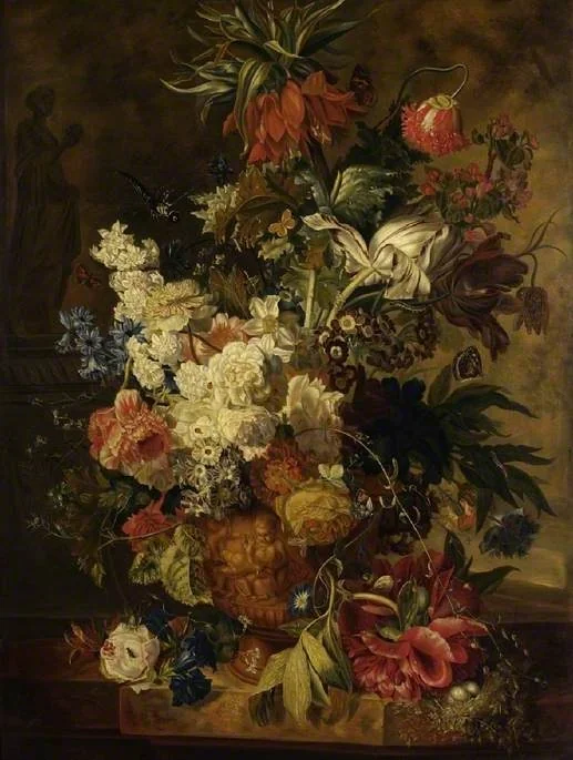 Vase with flowers, by Paul Theodor van Brussel, oil, 1761