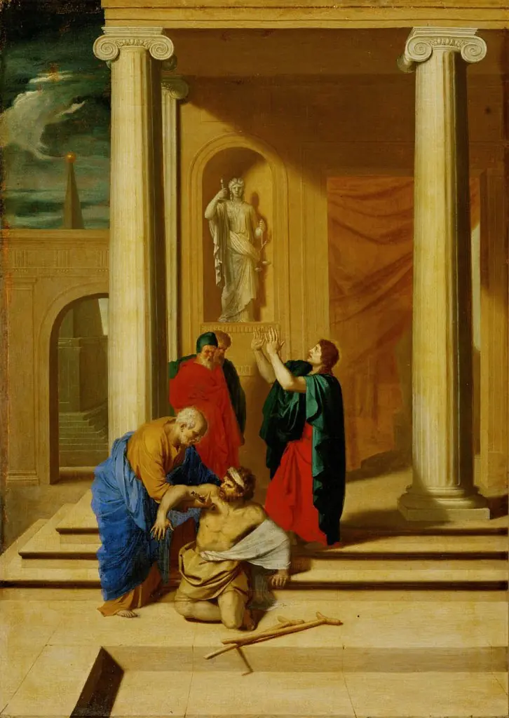 Peter and John heal a lame man in the temple