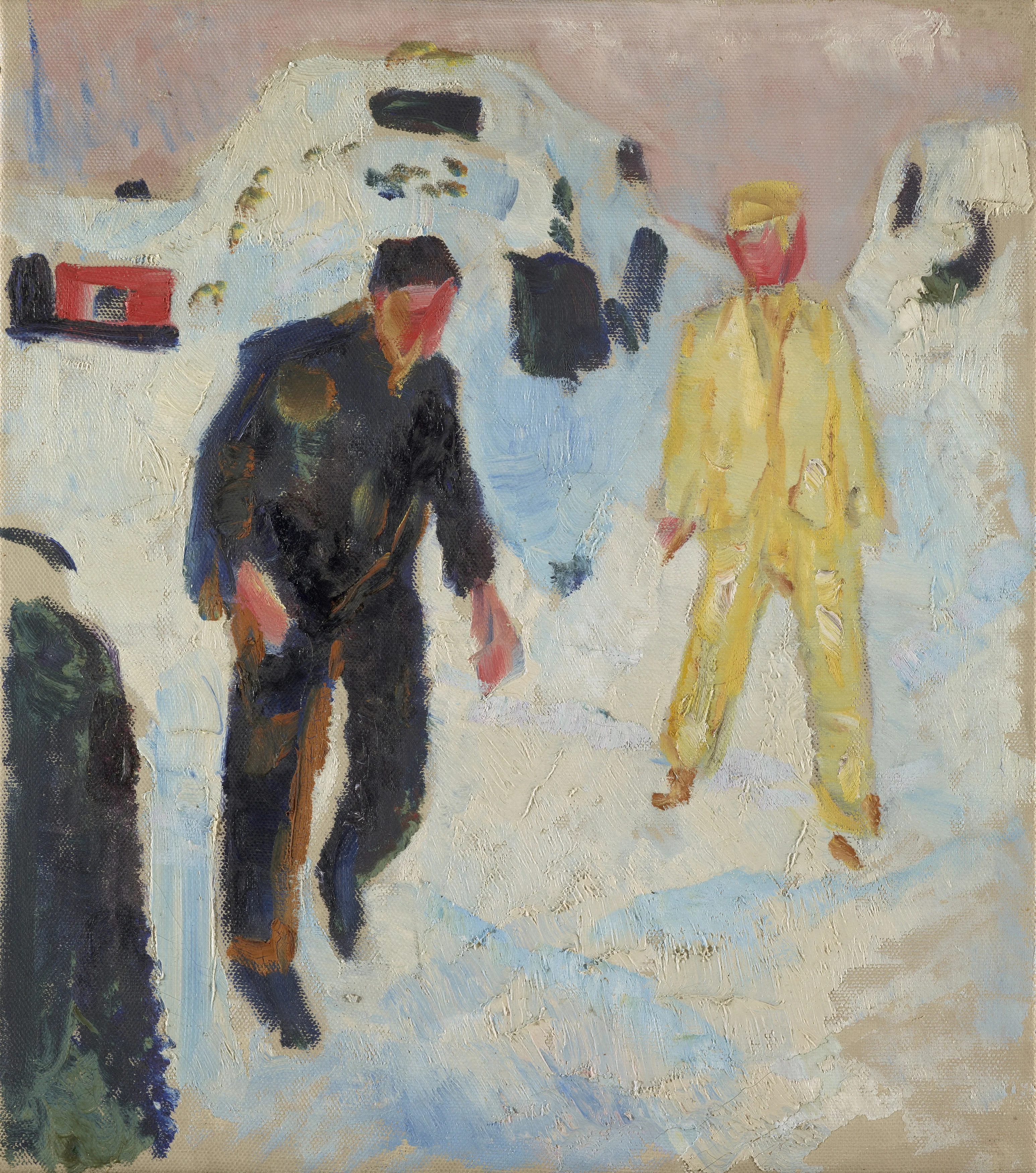 Black and Yellow Man in Snow