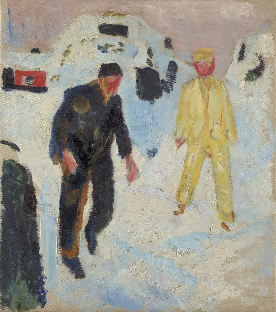 Black and Yellow Man in Snow