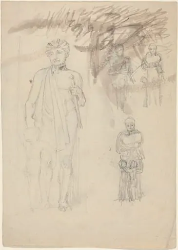 Sheet of Studies, including Warrior with Child [recto and verso]