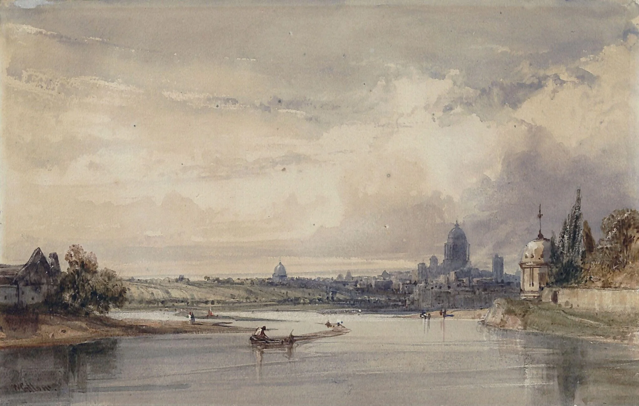 Distant View of Paris from the Seine, by William Callow, watercolor, 1825