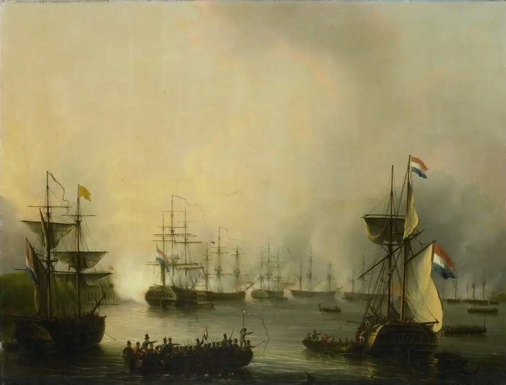 Bombardment of Palembang, Sumatra, by the Dutch Fleet, 24 June 1821