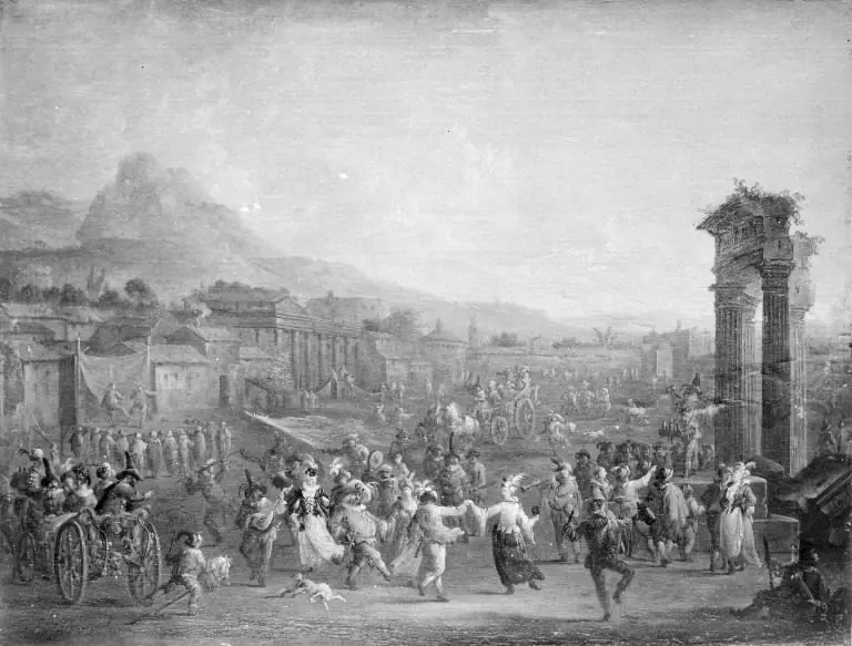 Italian Landscape with Carnival and Comedians