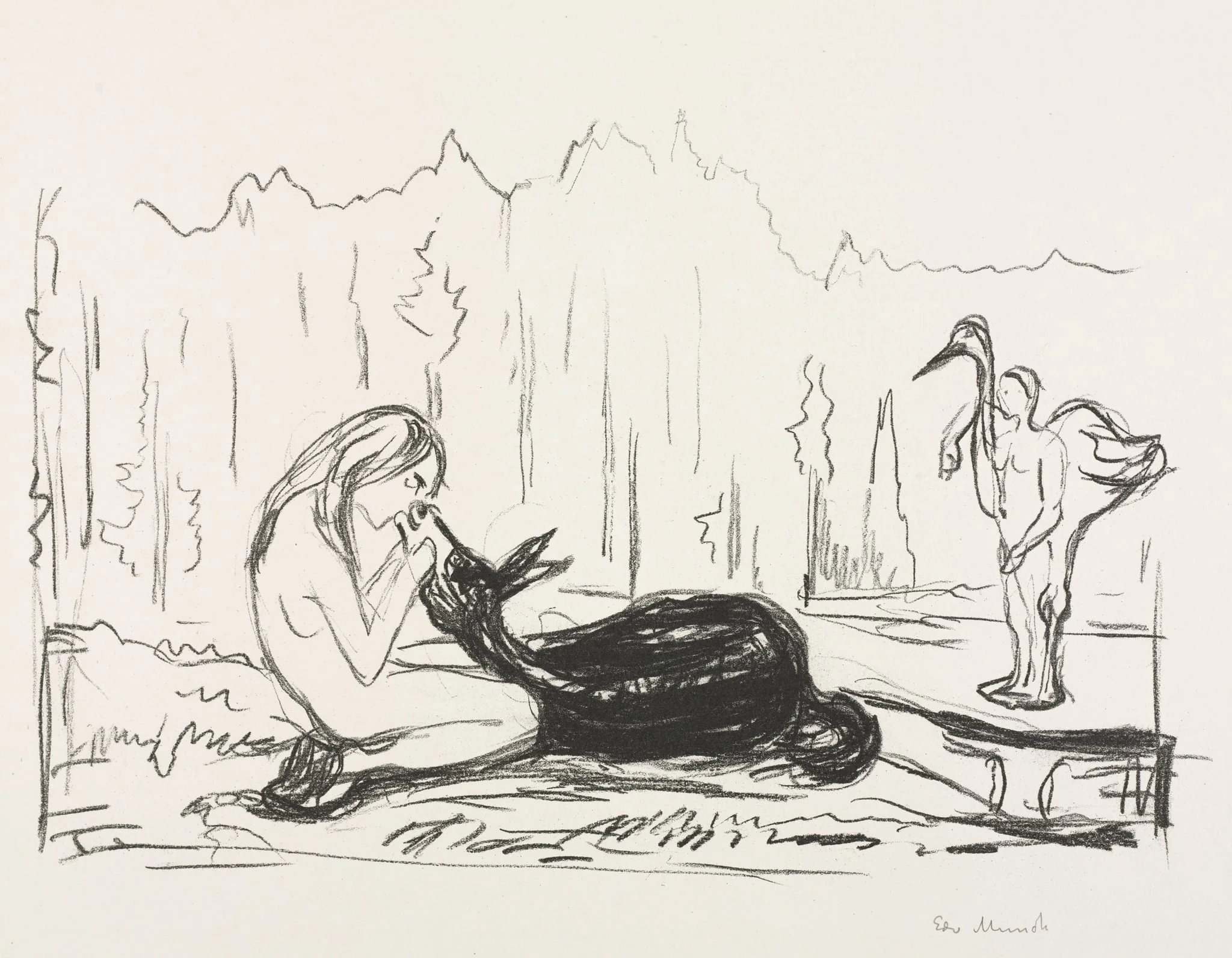 Alpha and Omega:  The Wife Omega and the Donkey, by Edvard Munch, 1908