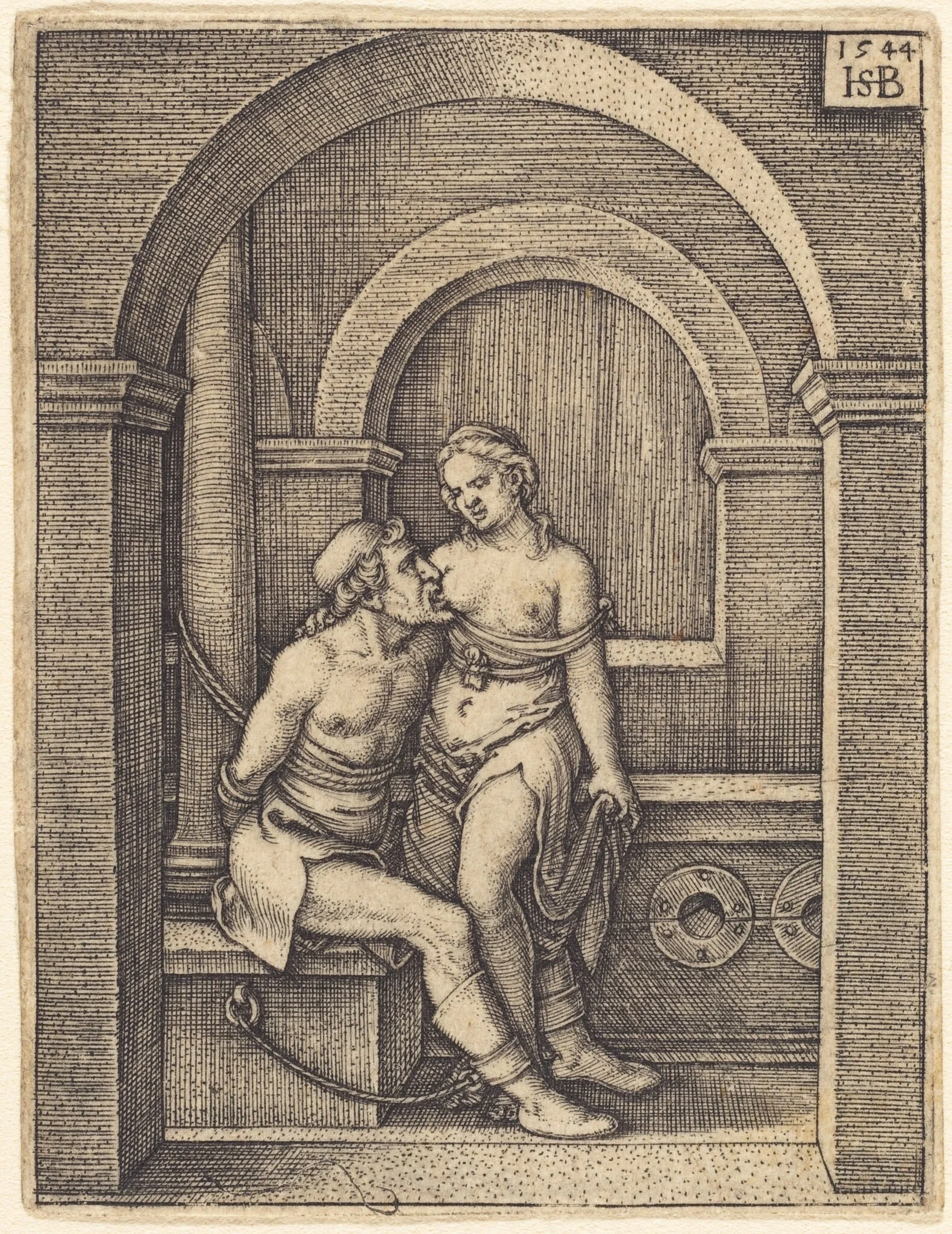 Cimon and Pero, by Sebald Beham, ink, 1544
