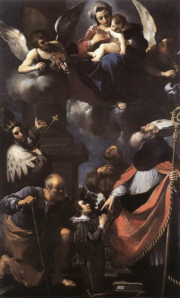 A Donor Presented to the Virgin, by Guercino, oil, 1616
