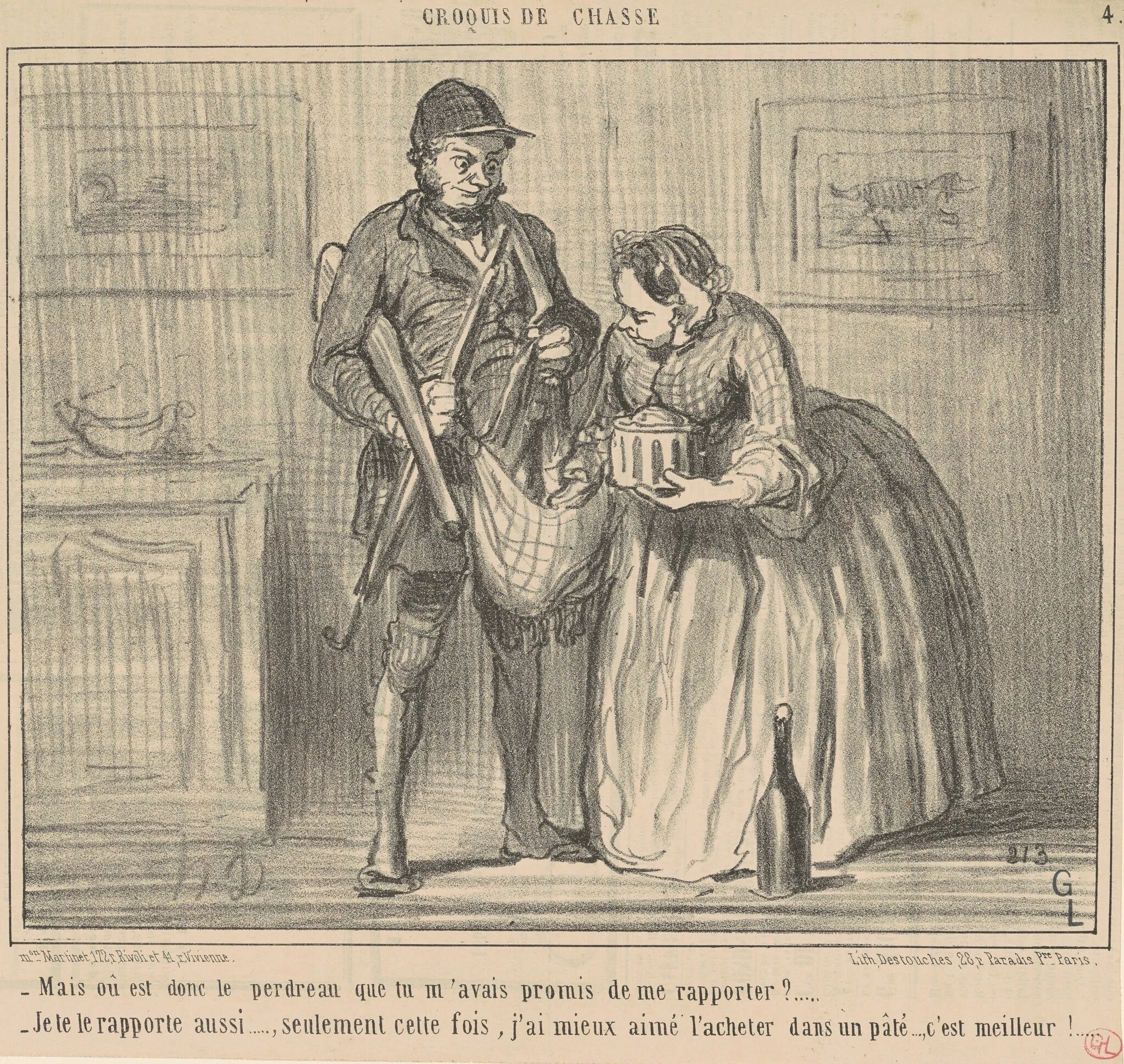 Mais ou est donc le perdreau, by Honoré Daumier, ink, 1858