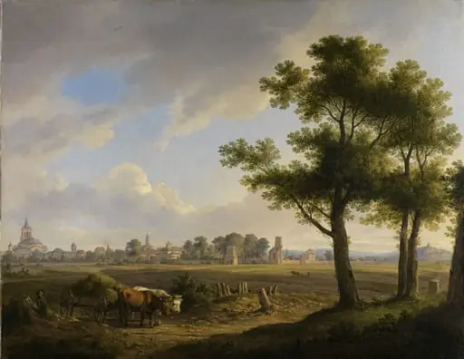 "Blick auf Karlsruhe von Süden aus"