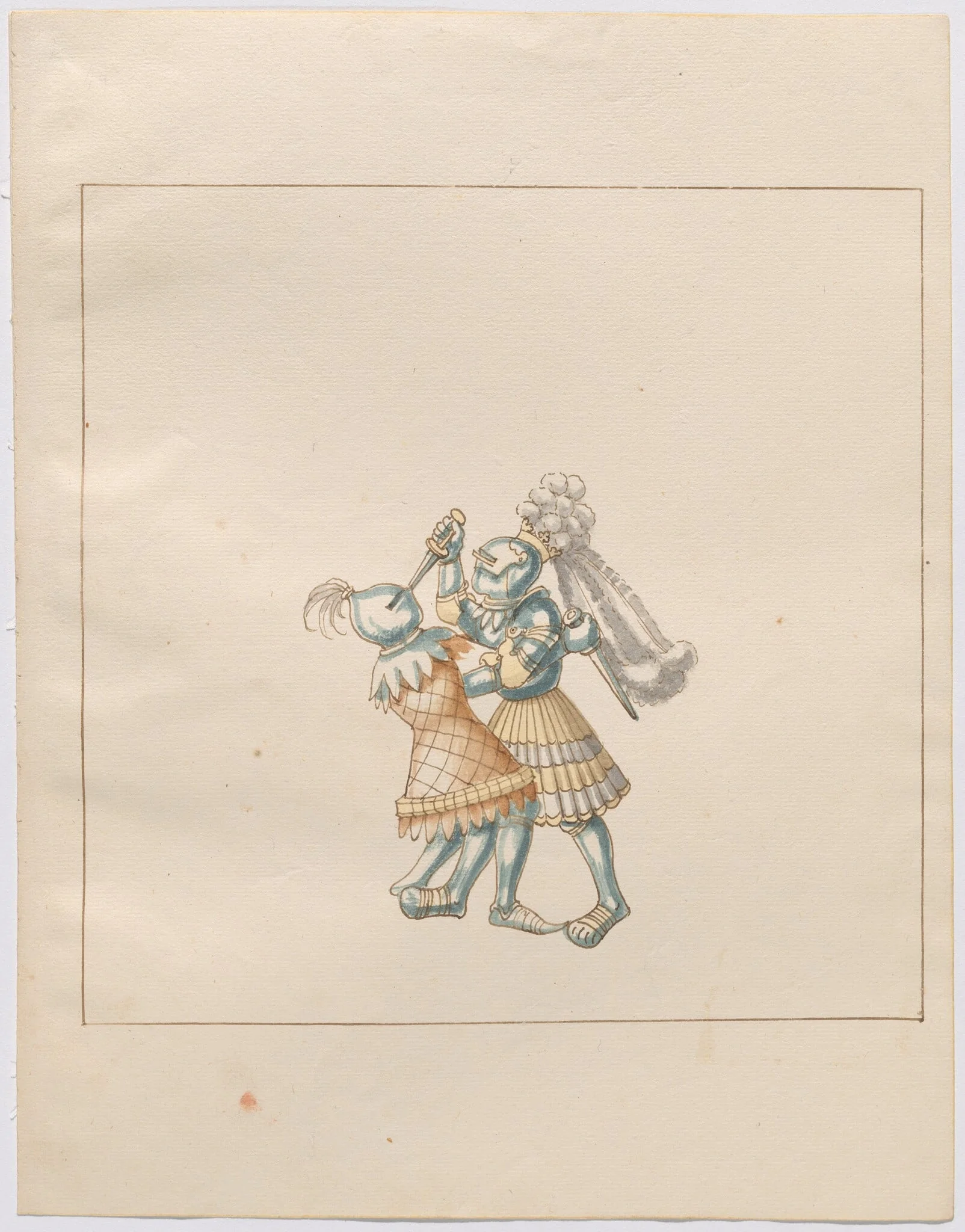 Foot Combat with Daggers, by German 16th Century, ink, 1514