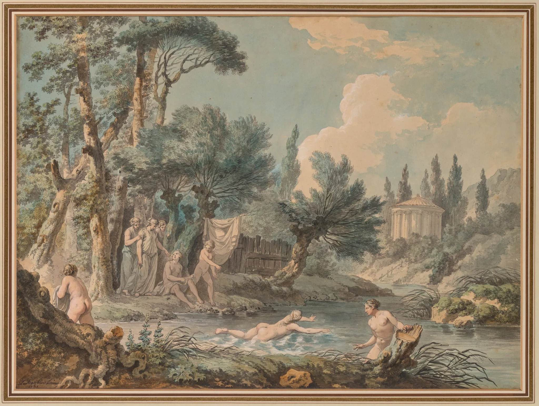 Nudes in a Landscape, by Jean-Jacques-François Lebarbier, called Le Barbier L’Aîné, 1781