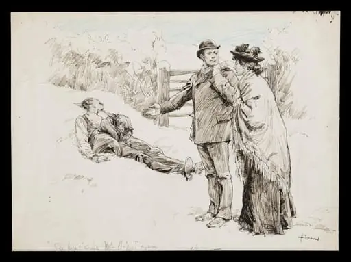 Original drawing for illustration to 'Bad and Worthless' published in the English Illustrated Magazine
