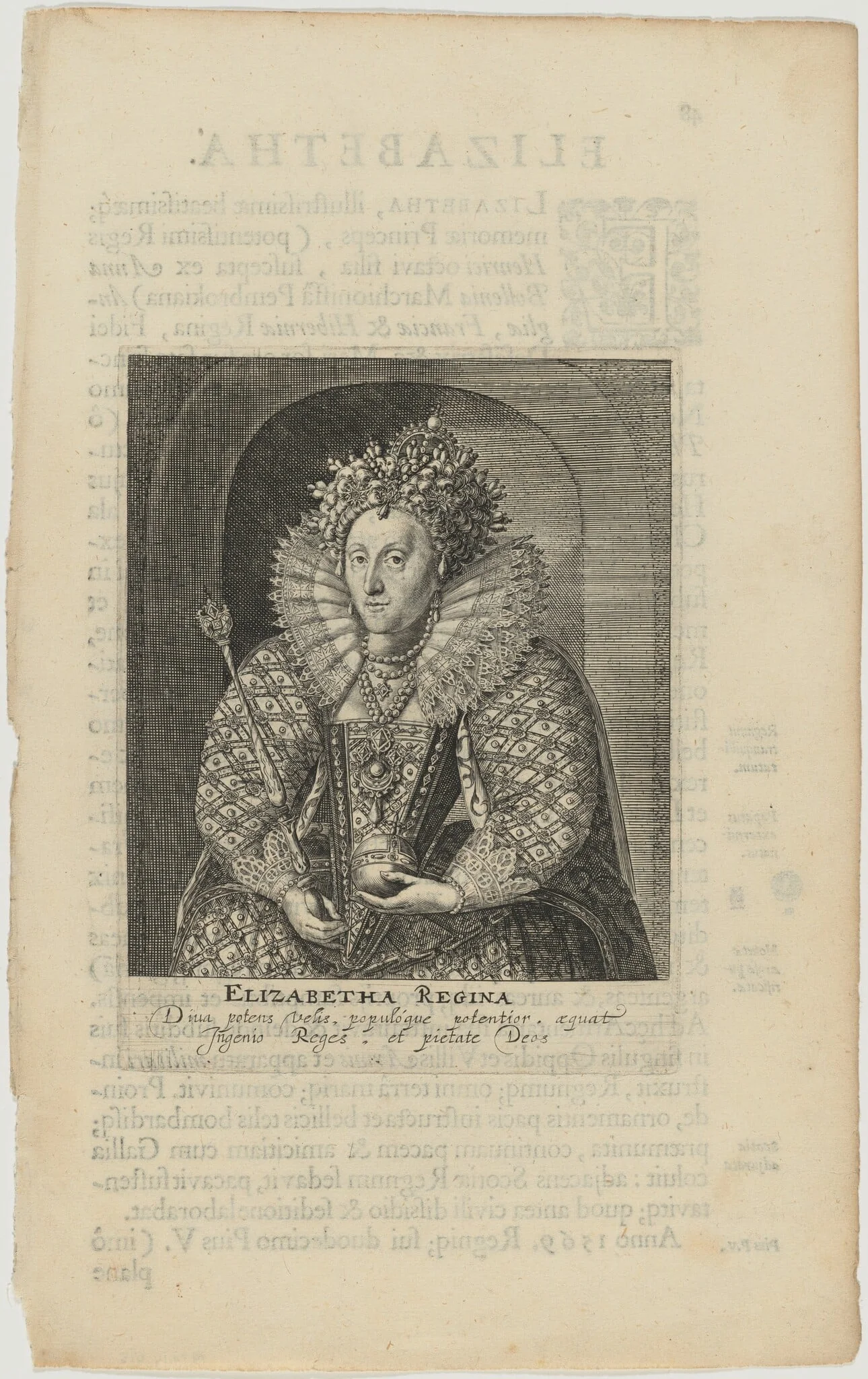 Queen Elizabeth, by Willem de Passe, ink, 1620