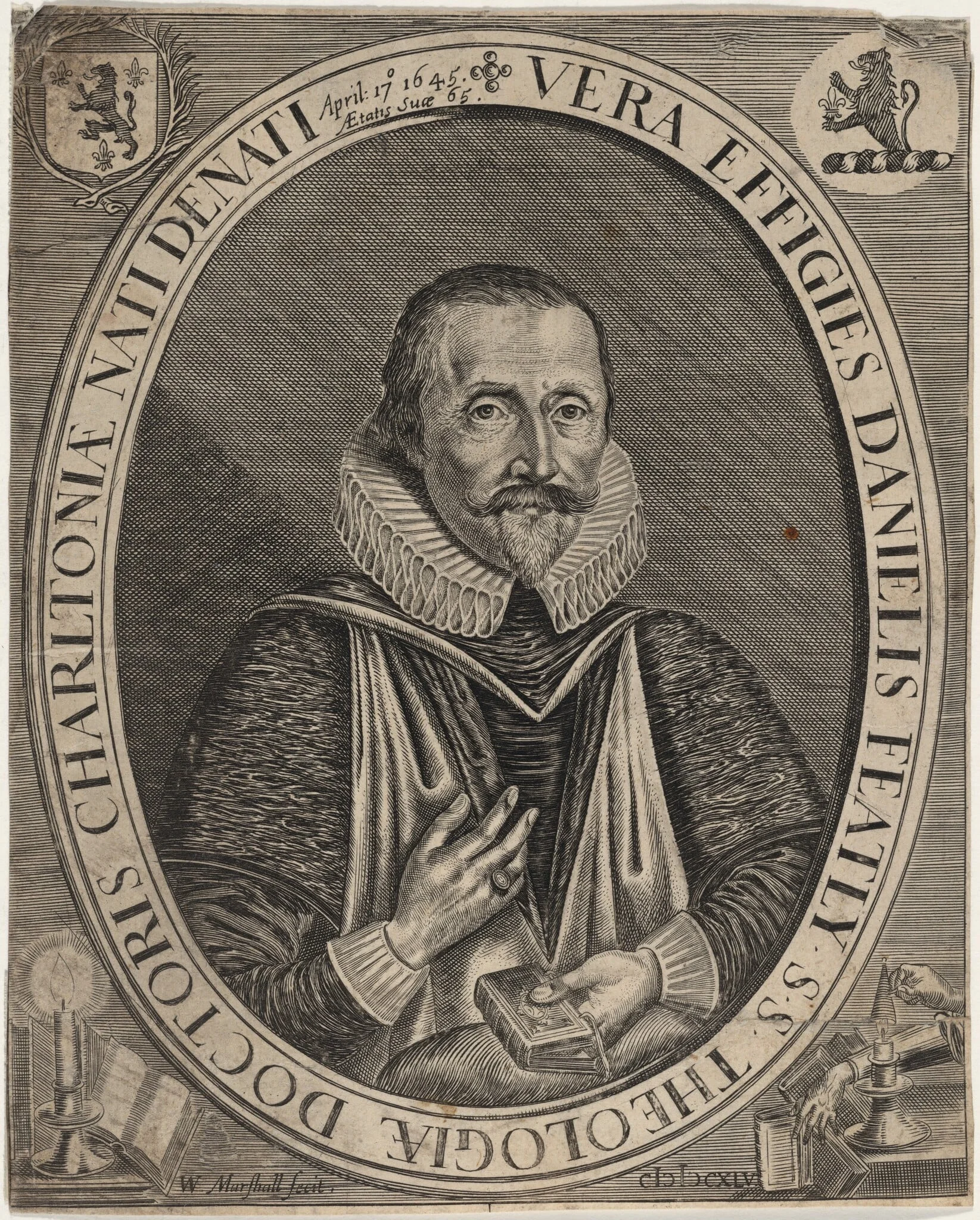 Daniel Featly, age 65, by William Marshall, ink, 1623