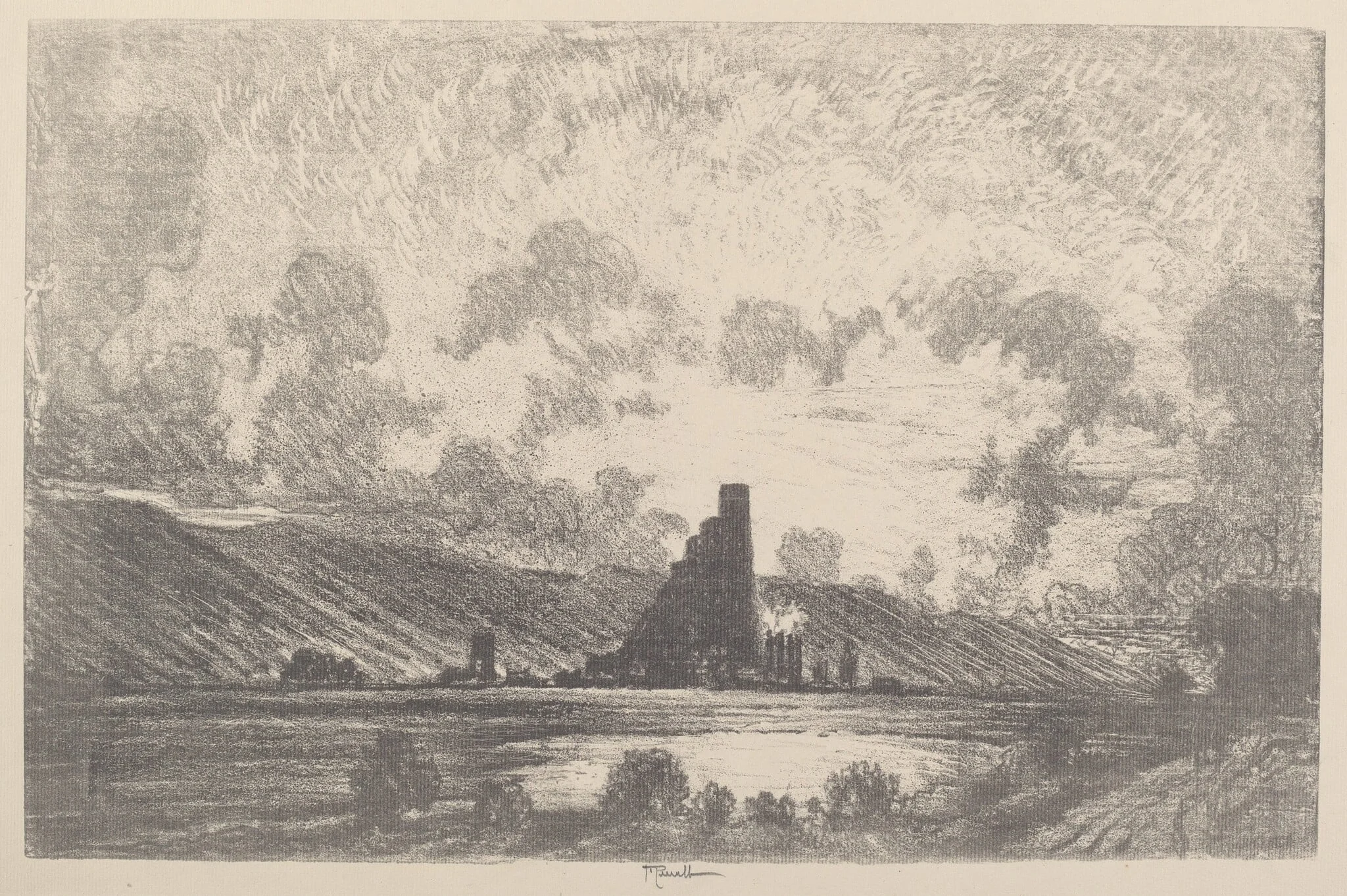 Work Castles, Wilkesbarre, by Joseph Pennell, ink, 1910