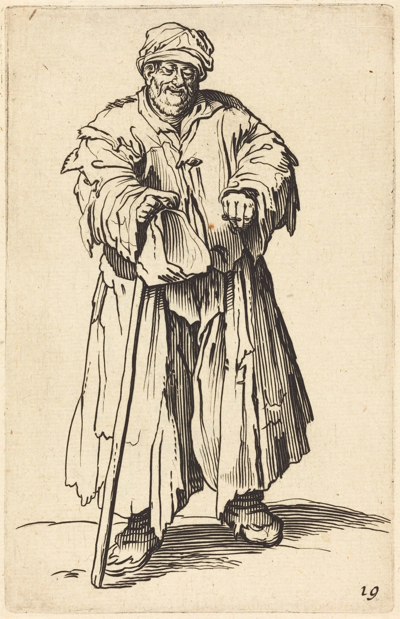 Fat Beggar with Eyes Cast Down