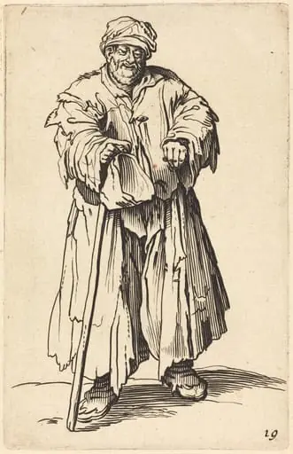 Fat Beggar with Eyes Cast Down