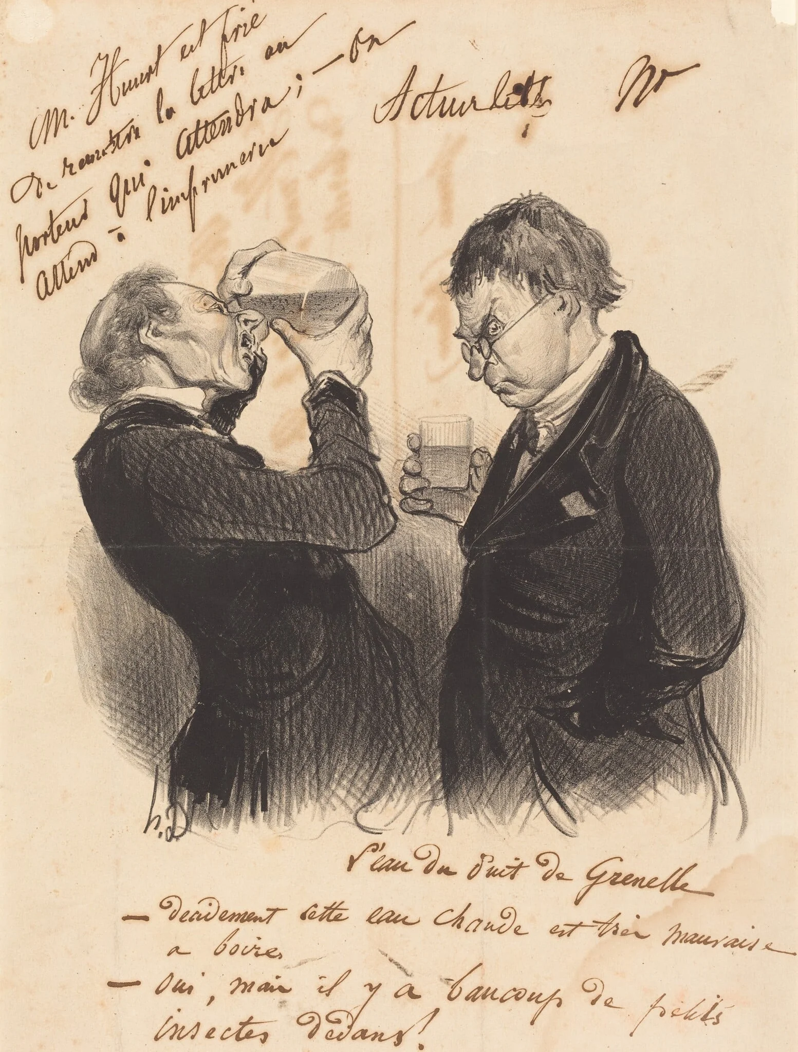 L'Eau du puits de Grenelle, by Honoré Daumier, ink, 1841