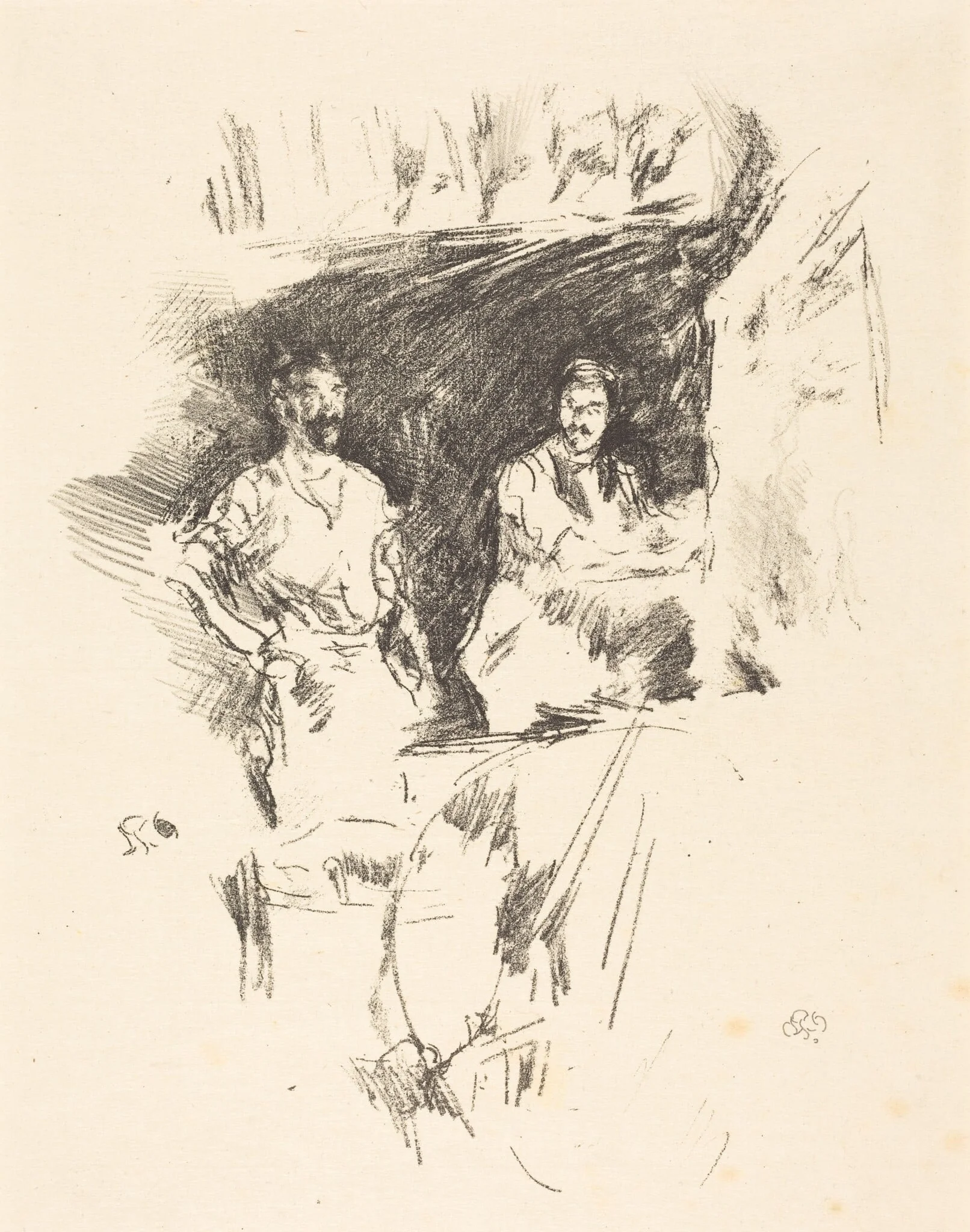 The Brothers, by James McNeill Whistler, ink, 1896
