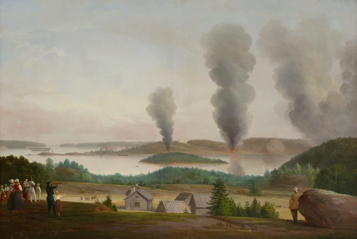 Ruotsinsalmi poltetaan, kohtaus "Oolannin sodasta" 1855