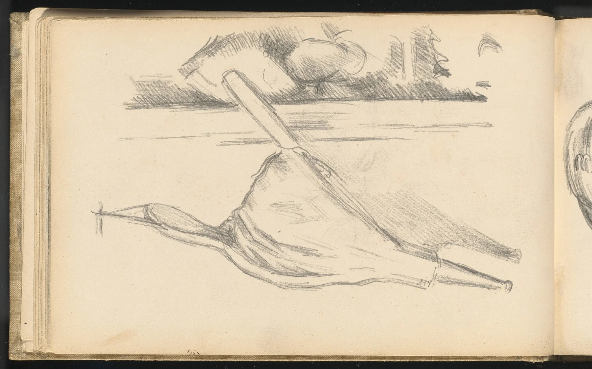 Bellows in Front of a Fireplace, by Paul Cezanne, graphite, 1890