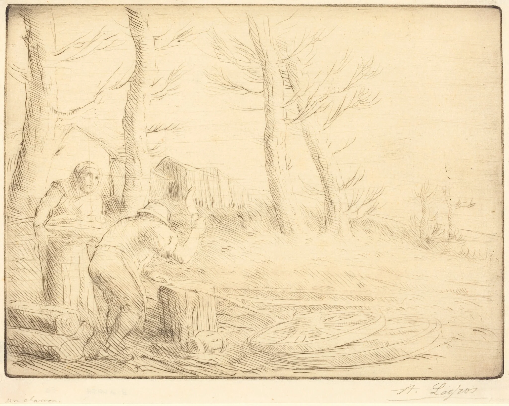 Wheelwright (Un charron), by Alphonse Legros, ink, 1874