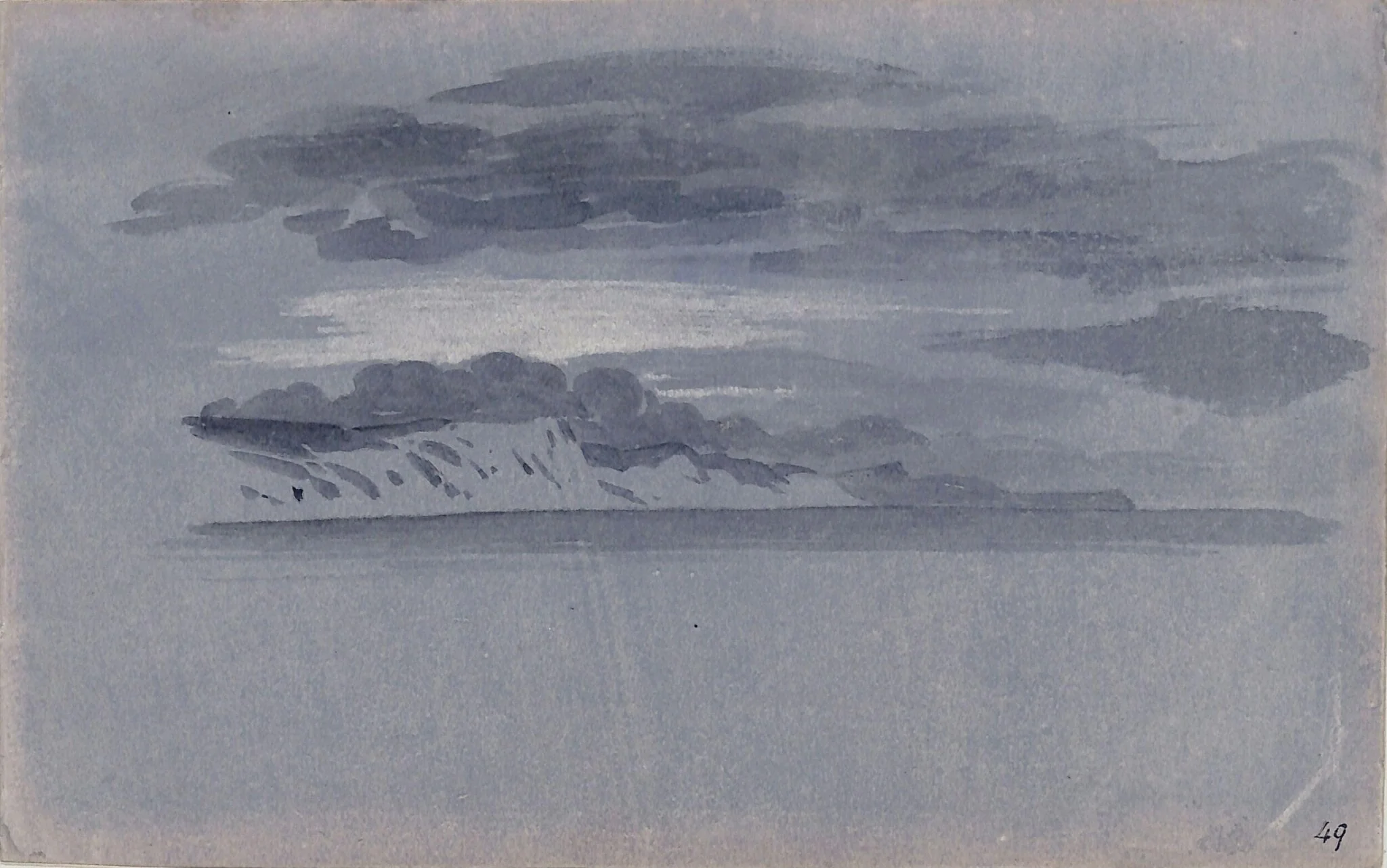 Study of cliffs and the sea, by Thomas Tudor, watercolor, 1820