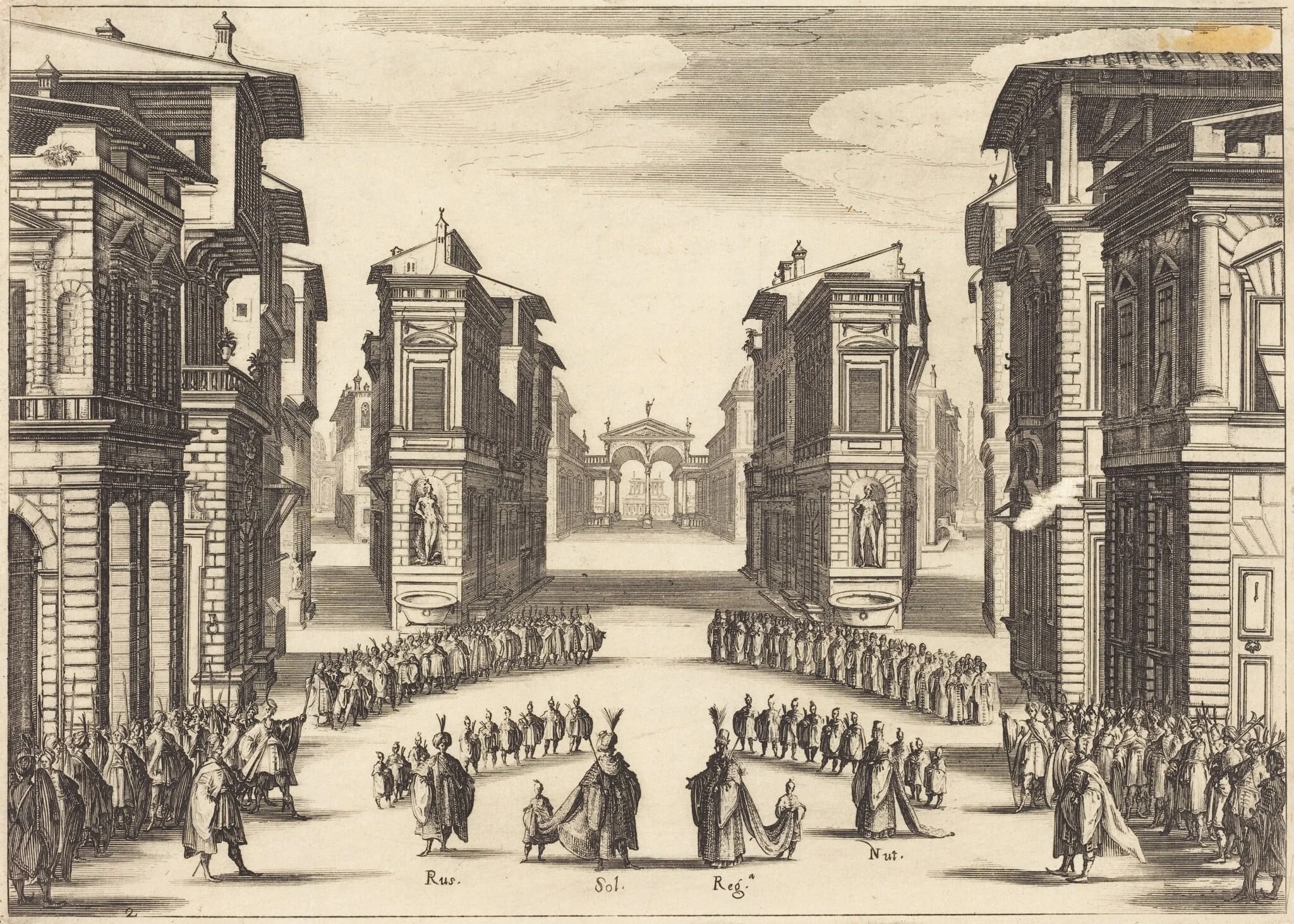 Il Solimano, Act II, by Jacques Callot, ink, 1620