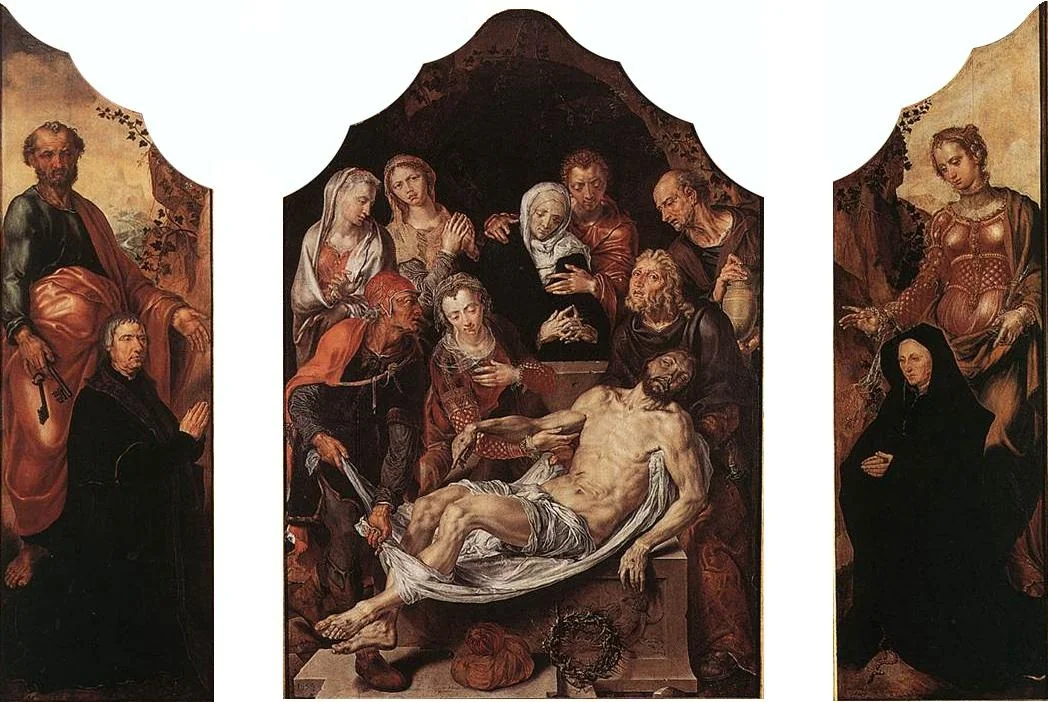 Triptych of the Entombment, by Maarten van Heemskerck, oil, 1559
