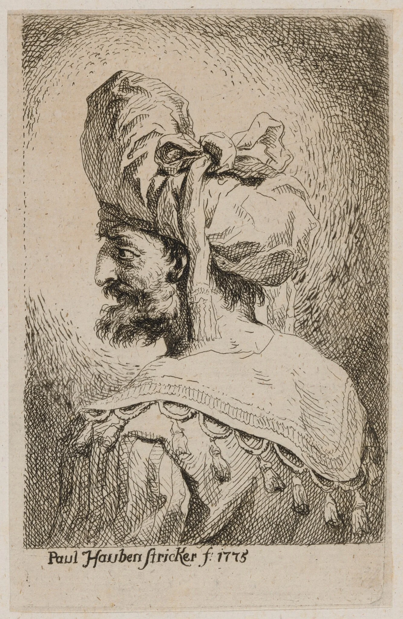 Oriental with a Soft Hat in Profile, Looking Left