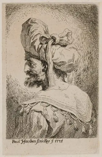 Oriental with a Soft Hat in Profile, Looking Left