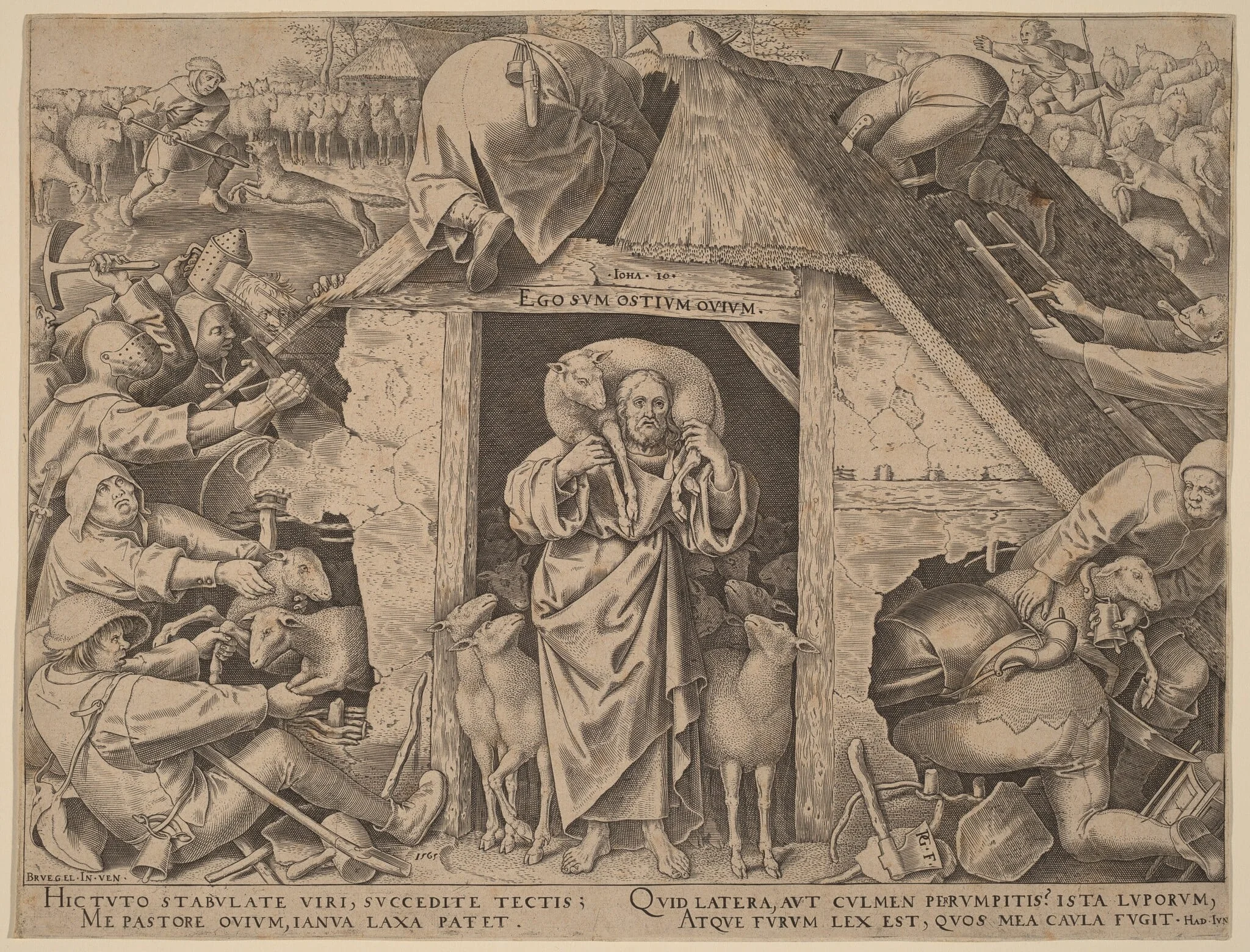 The Parable of the Good Shepherd, by Philip Galle, ink, 1565