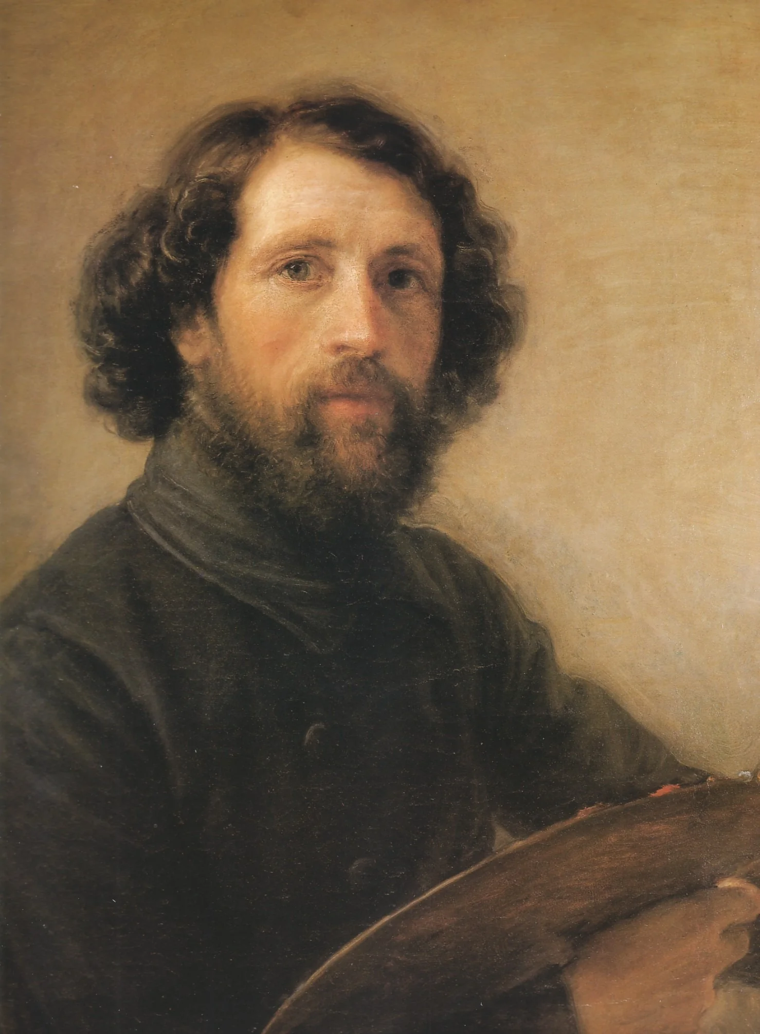 Self-portrait with Palette, by Giovanni Carnovali, oil, 1850