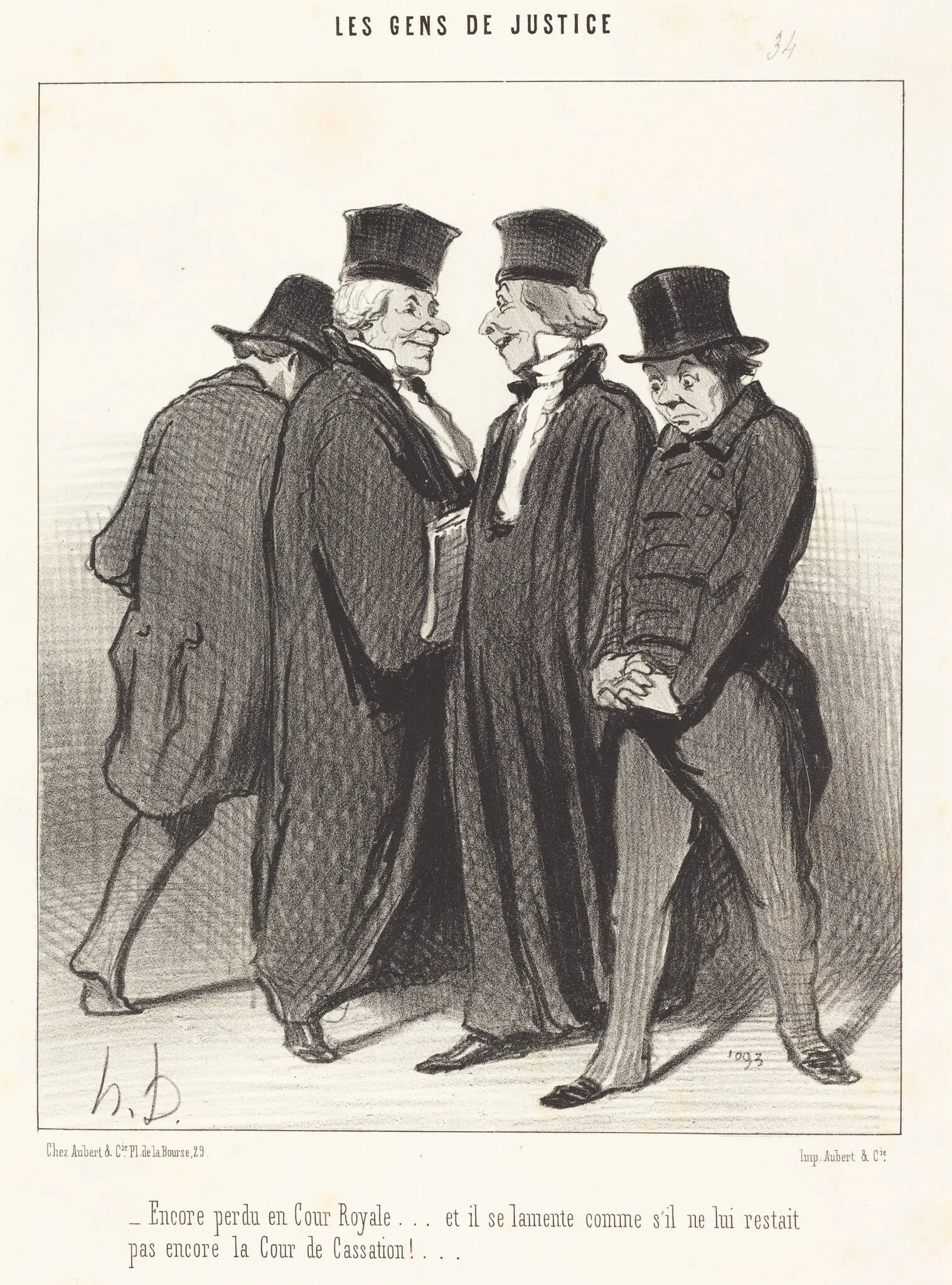 Encore perdu en Cour Royale... et il se lamente..., by Honoré Daumier, ink, 1848