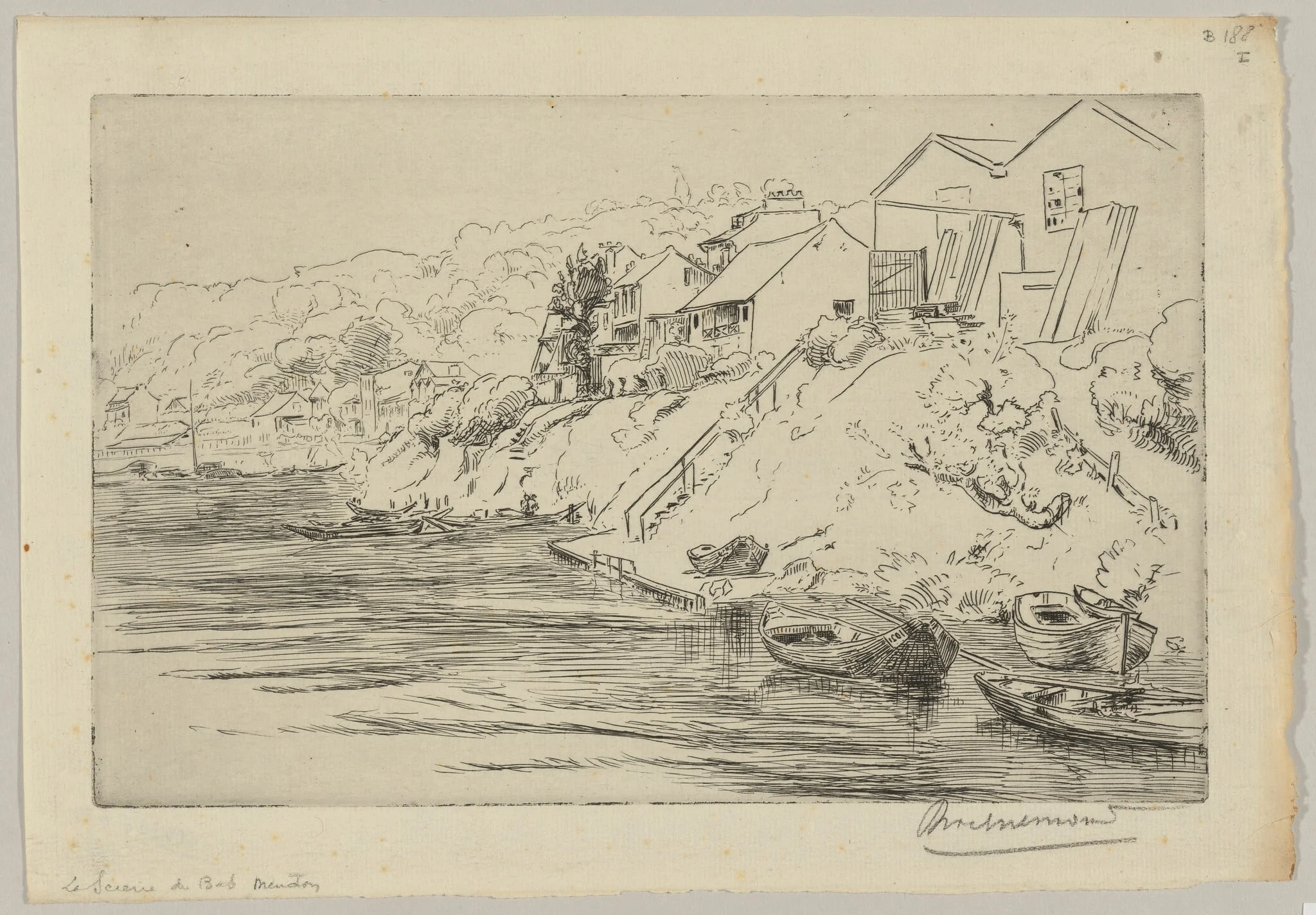 The Sawmill of Bas-Meudon, by Félix Bracquemond, ink, 1868