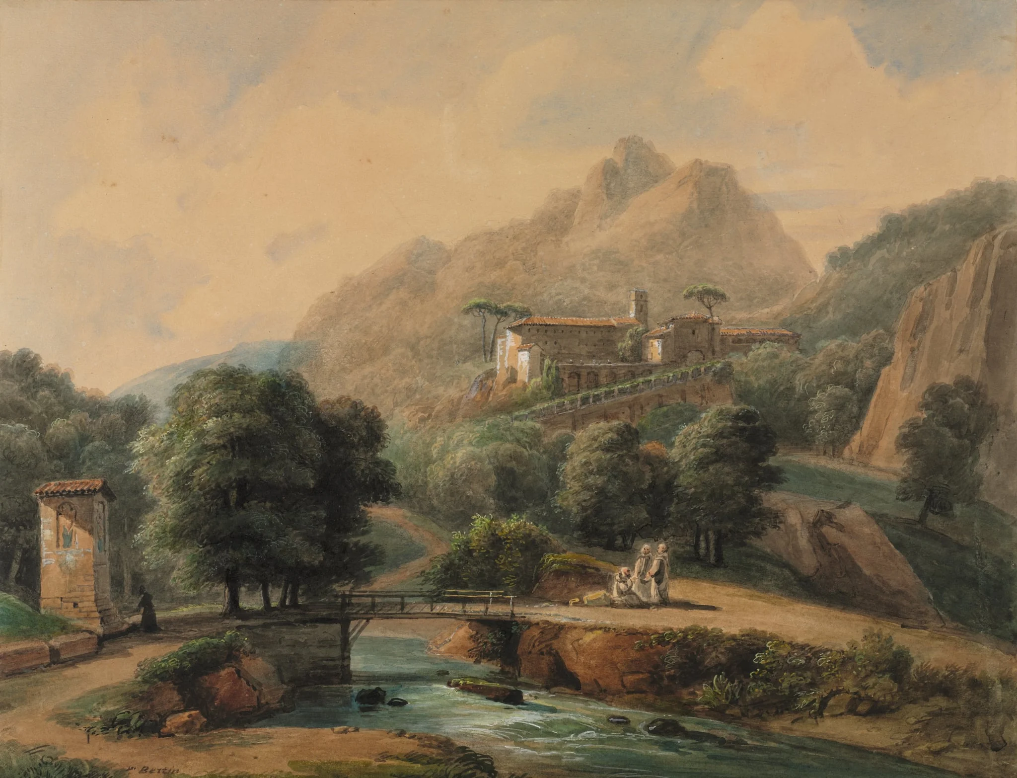 Paysage Italien: L'Abbaye et Les Religieux, by Jean-Victor Bertin, 1814