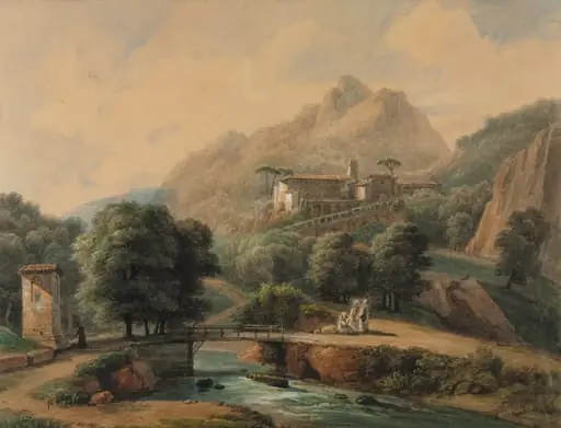 Paysage Italien: L'Abbaye et Les Religieux