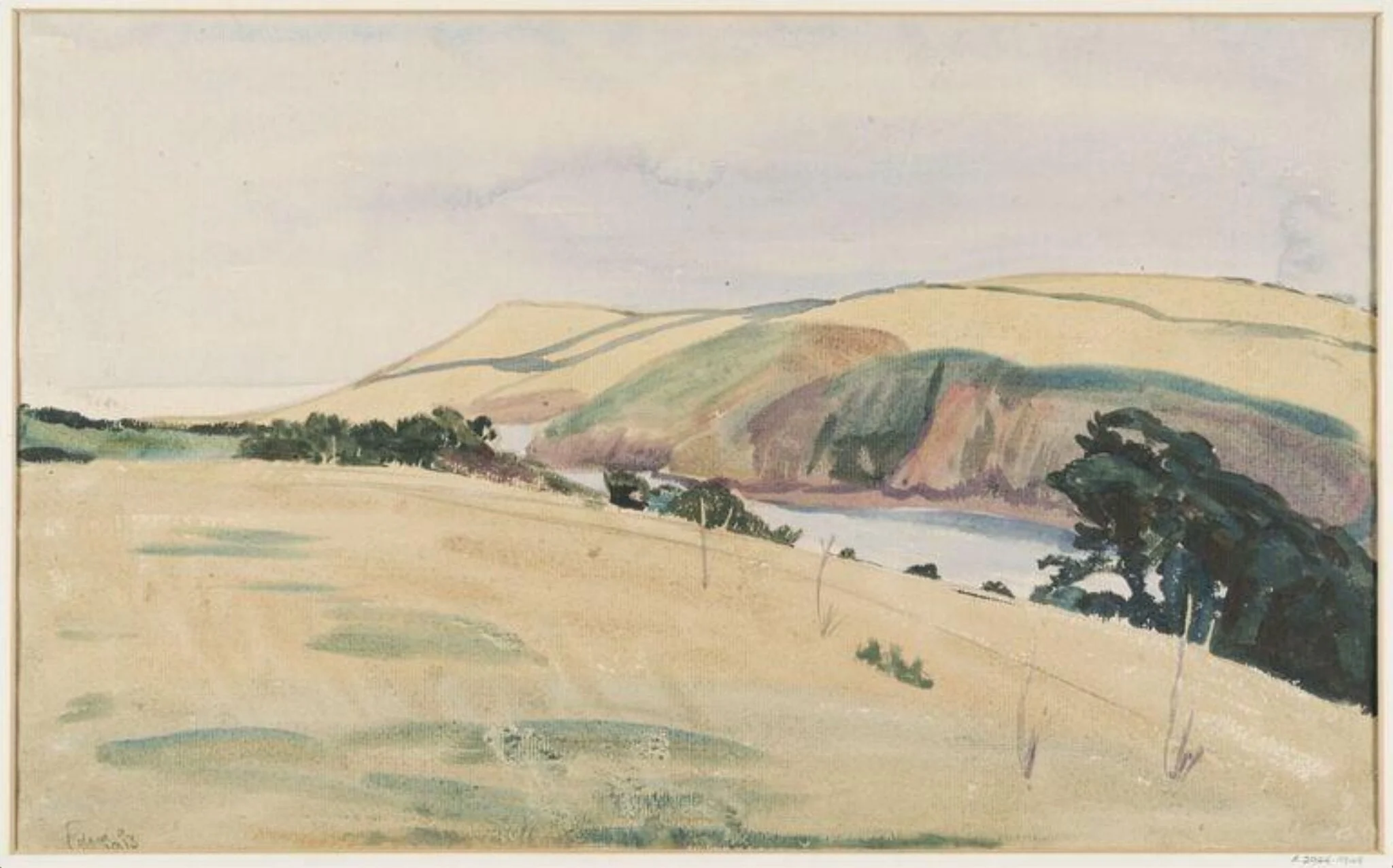View of a creek, by Edna Clarke Hall, watercolor, 1913